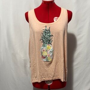 La Vie En Rose Peach Pineapple Tank Top XL38